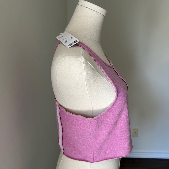 NWT Urban Outfitters Large Purple Raw Hem Fleece Crop Tank Top - Picture 2 of 15